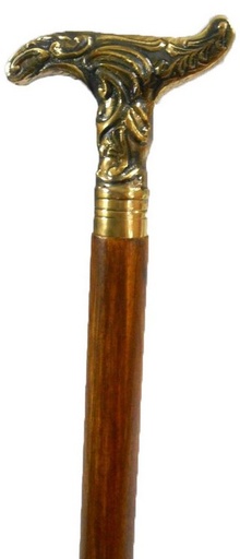 [TK1213] WOODEN WALKING STICK W/ BRASS HANDLE
