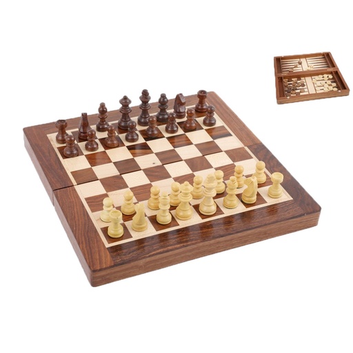 [TK1267] WOODEN GAME SET - CHESS & BACKGAMMON