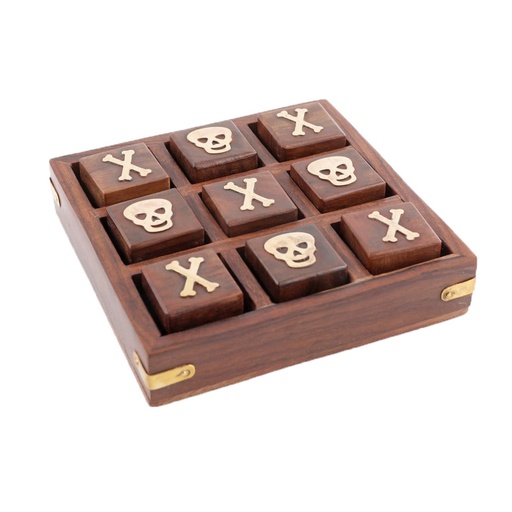 [TK1270] WOODEN SKULL & CROSS BONES TIC TAC TOE
