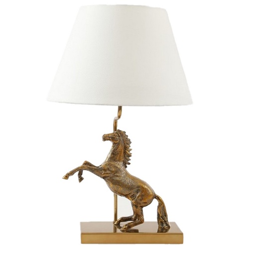 [TK1313] ALUMINIUM HORSE LAMP WITH WHITE SHADE