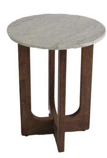 [UH5001] MARBLE TOP SIDE TABLE - WALNUT/MARBLE