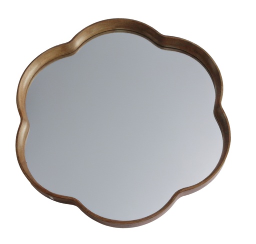[UH5007] ROUND SQUIGGLE MIRROR - WALNUT