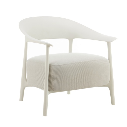[UR6002] DRIFT LOUNGE CHAIR W/OUTDOOR FABRIC - WHITE FRAME/OATMEAL OUTDOOR FABRIC