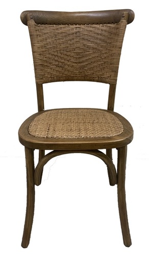 [XN1001] RATTAN WEAVE DINING CHAIR - ANTIQUE OAK