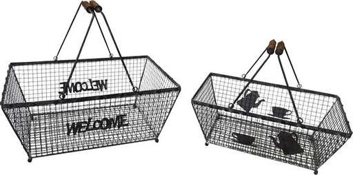 [YF6011] BASKET ANTIQUE GREY SET OF 2