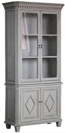 [CF8159] ANIKA VITRINE (2 PIECES) - DISTRESSED GREY - OLD PINE